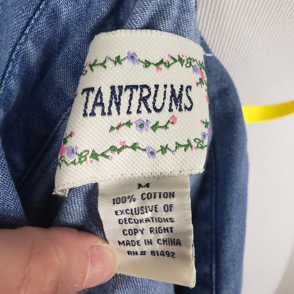 Vintage denim Bluejean fall embroidered pumpkin button up long sleeve shirt M - Picture 7 of 9